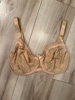 Glamorise Beige Lace Underwire Bra - 34G